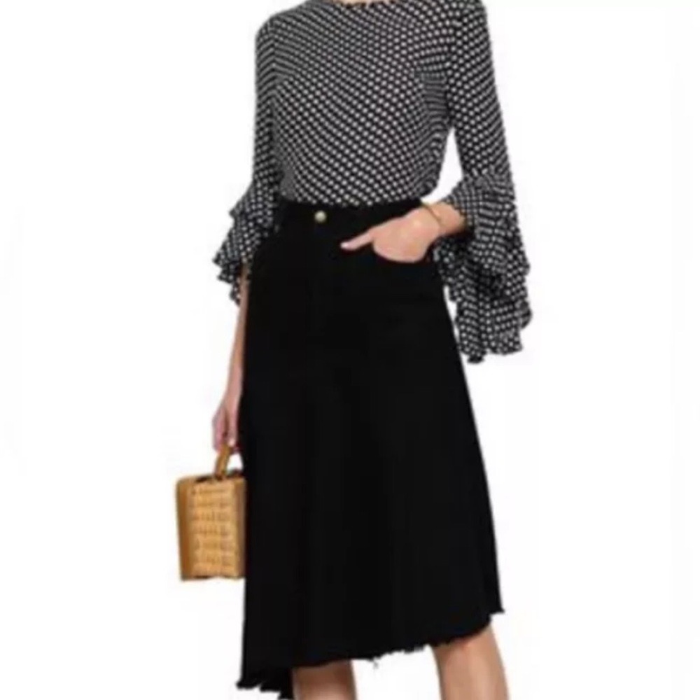 Zimmermann Black Denim Frayed Asymmetrical Skirt NWOT Size 3